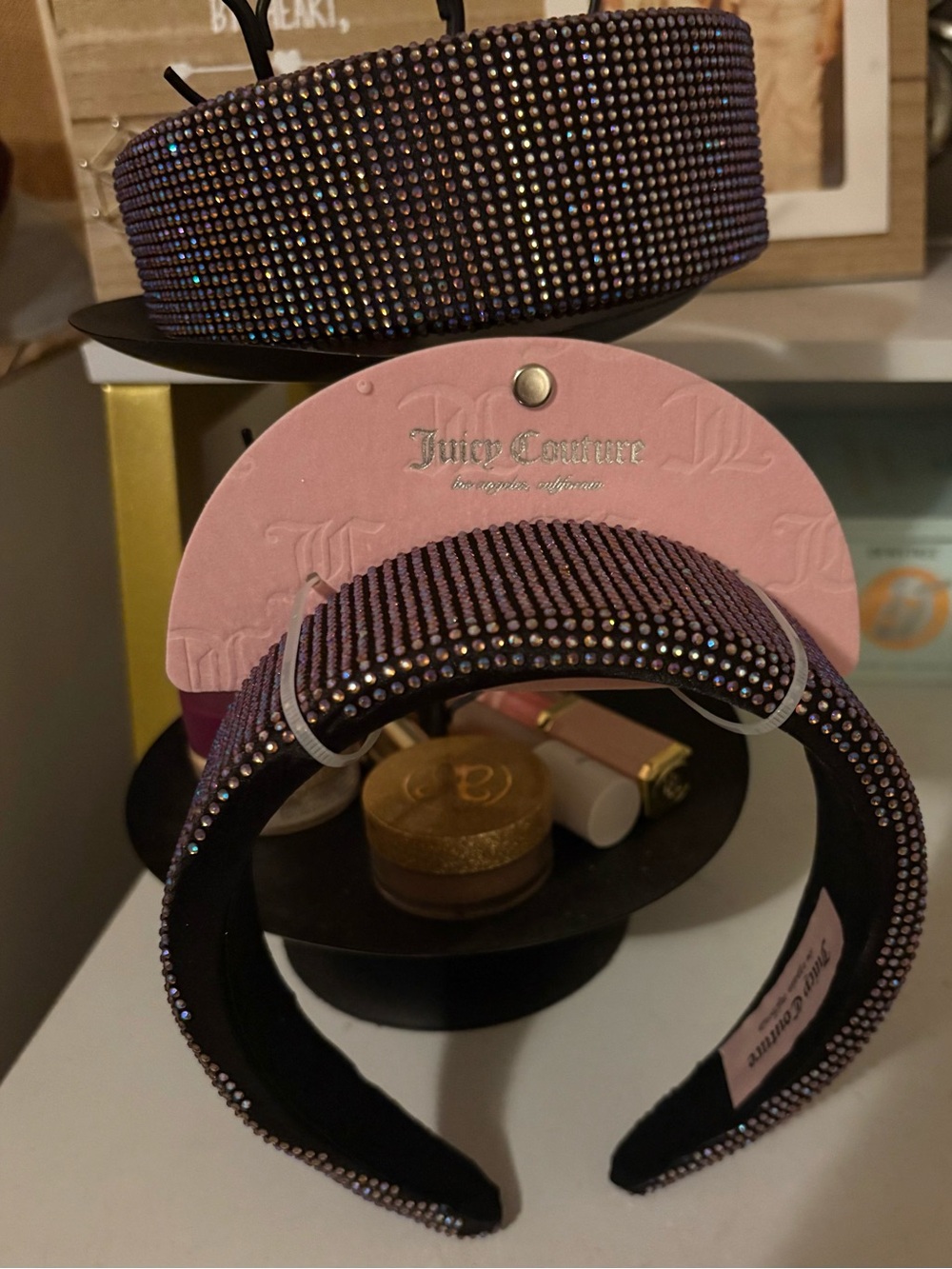 Juicy Couture Purple multi color Crystal Padded Headband